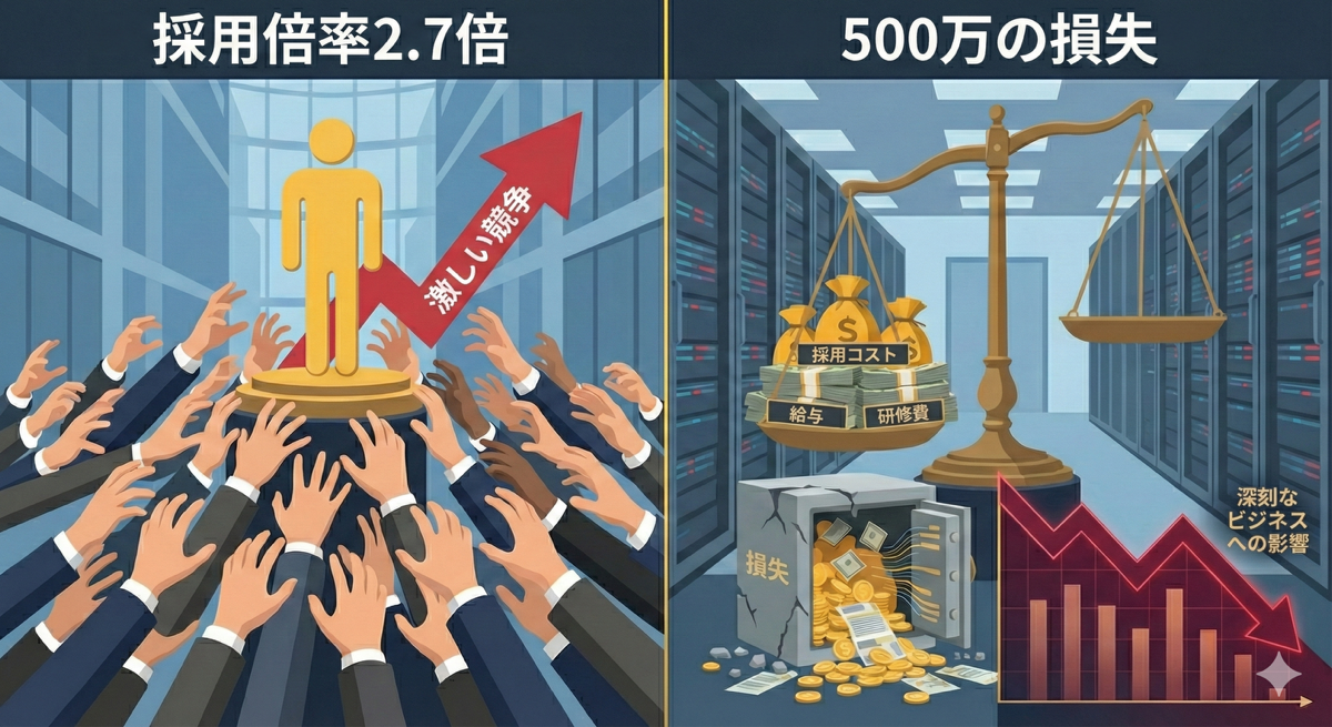 採用倍率2.7倍と500万円の損失